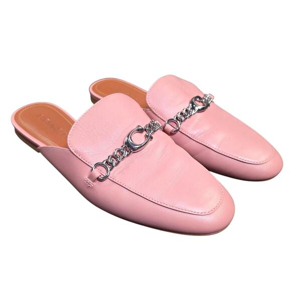 Coach Women Sofi Leather Slides Pink Almond Toe Slip On Business‎ Casual Size 7 - Picture 1 of 12